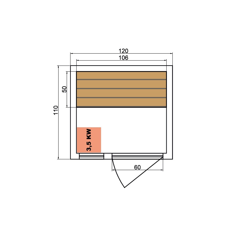 Sauna de infrarrojos de lujo dimensiones 1 lugares