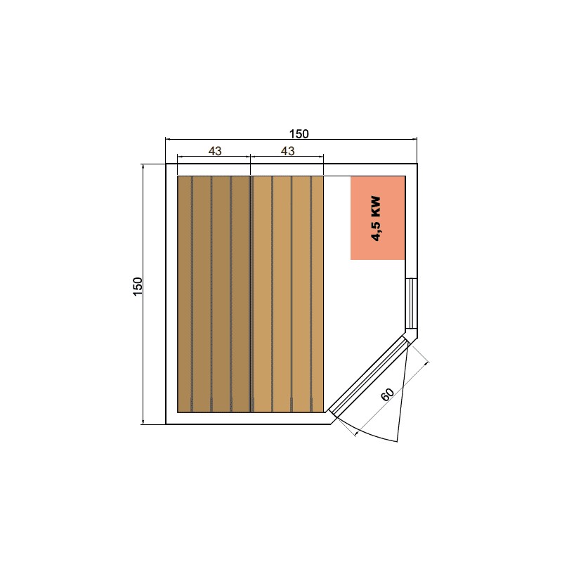 Sauna de infrarrojos de lujo dimensiones 2-3 lugares