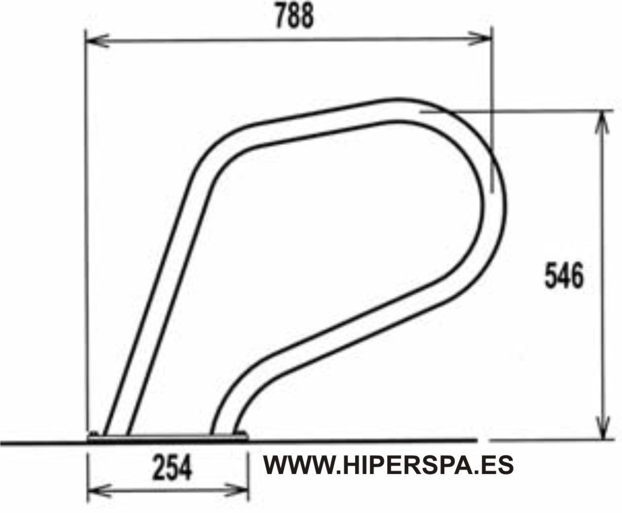 Dimensiones barandilla exterior spa o piscina AISI316