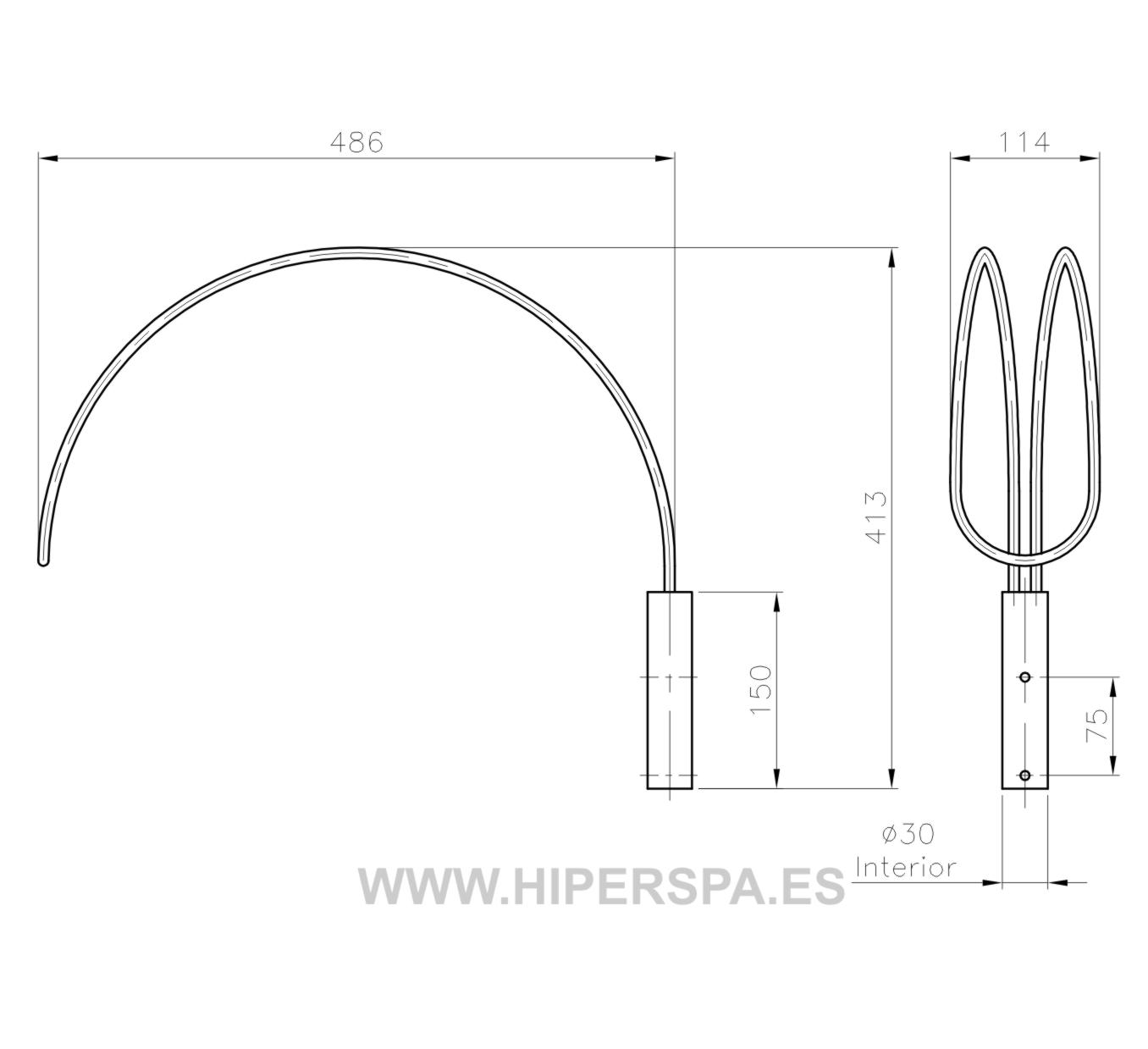 Dimensiones percha salvavidas piscina Astralpool