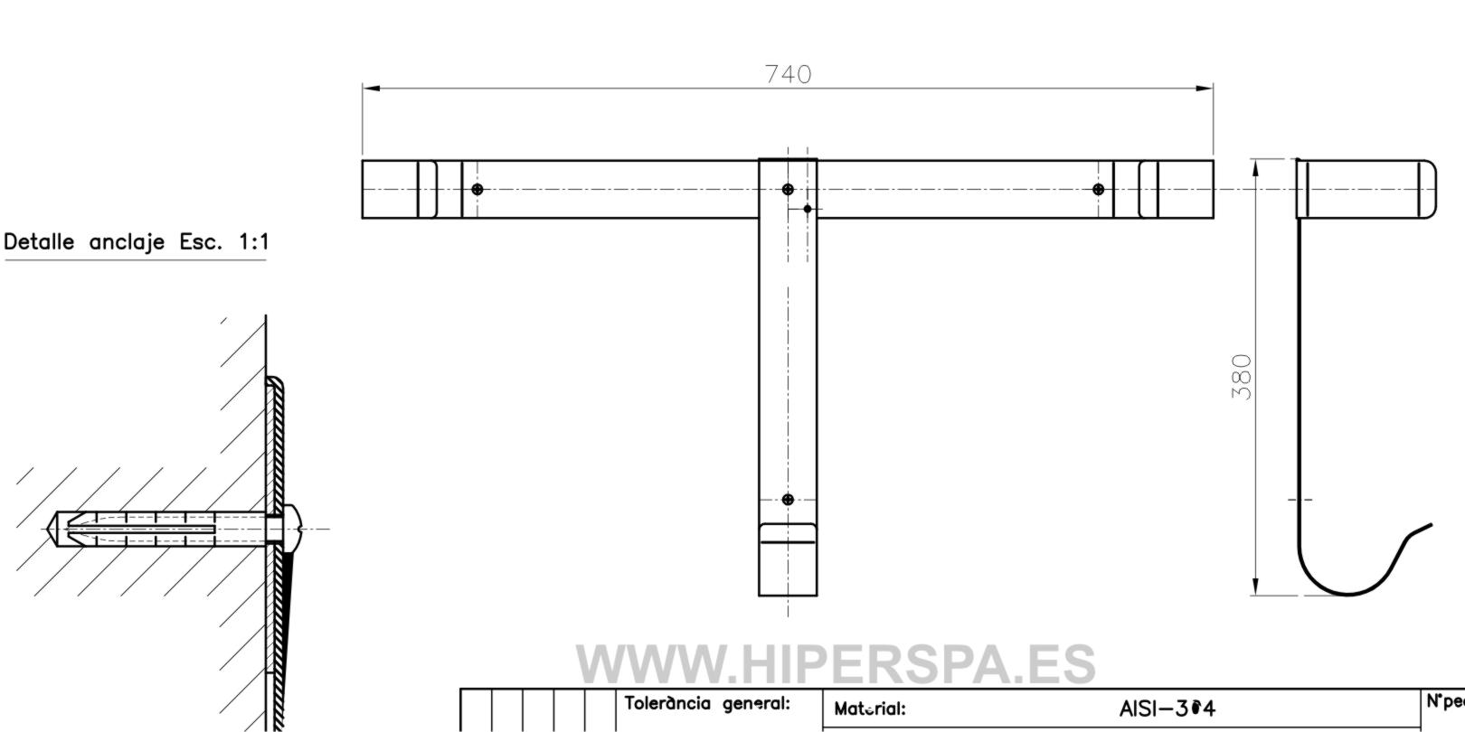 Dimensiones soporte aro salvavidas Astralpool 01370