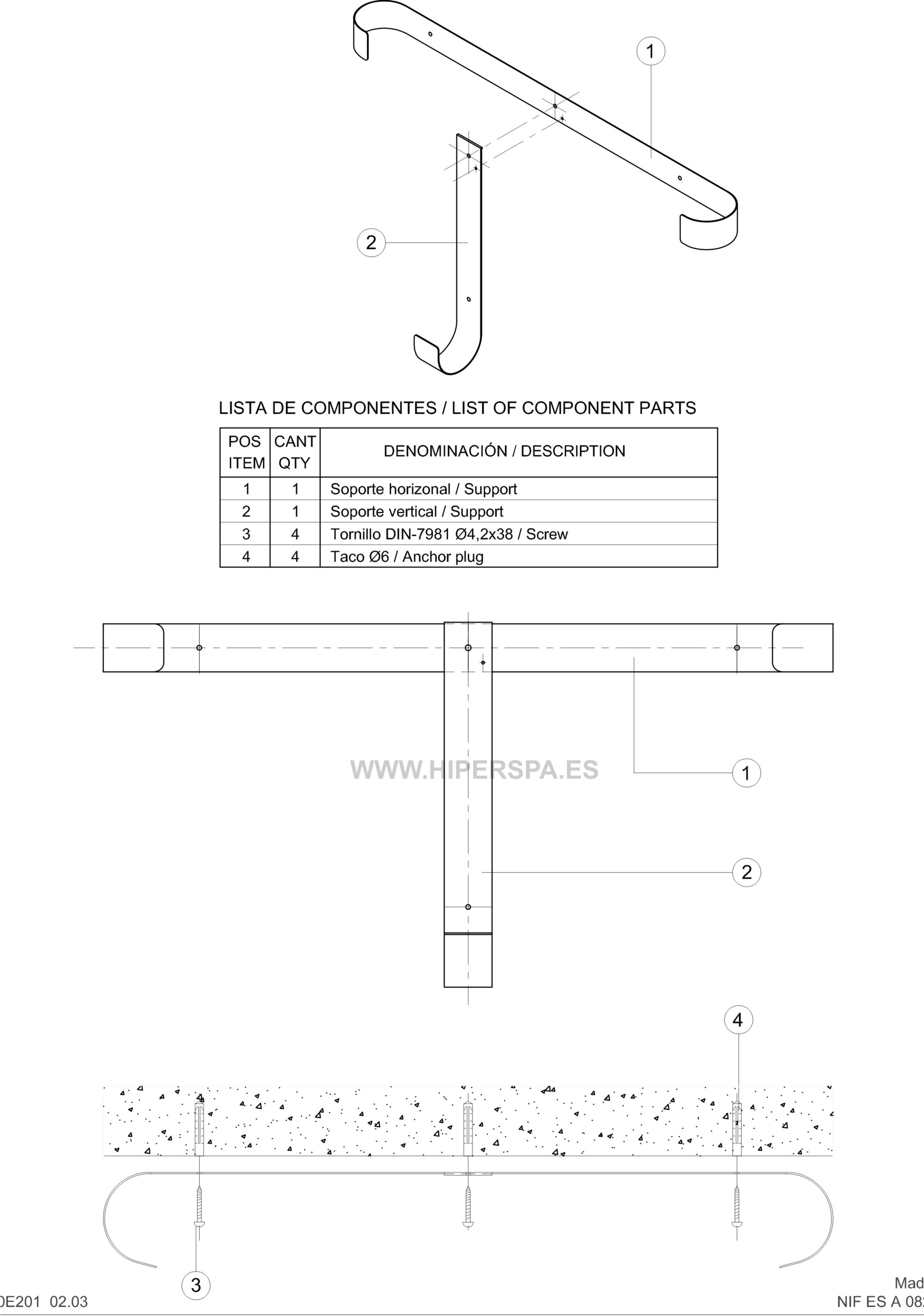 Montaje soporte aro salvavidas Astralpool 01370