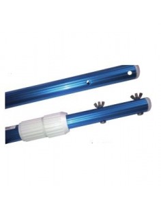 Mango telescópico de aluminio para piscina extensible hasta 3,60m con sistema de fijación universal para clip y palomilla.