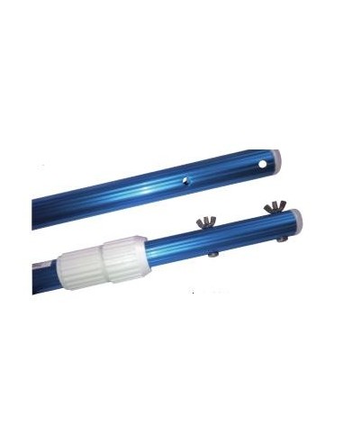 Mango telescópico de aluminio para piscina extensible hasta 3,60m con sistema de fijación universal para clip y palomilla.