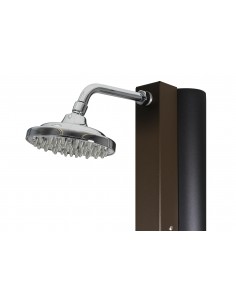 Ducha Solar CRM 30RU en acabado Marrón Rústico. Detalle del rociador de gran formato (Ø150mm) 2