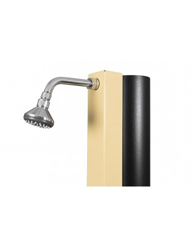 Rociador redondo Ø70 mm de Ducha Solar CRM en color Beige (RAL 1001) con grifo lavapiés. Fabricada en aluminio de alta calidad