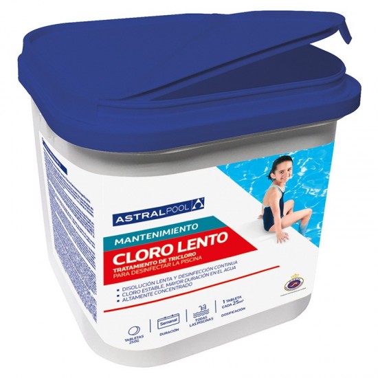 Cloro lento 5 kg tabletas Astral-370