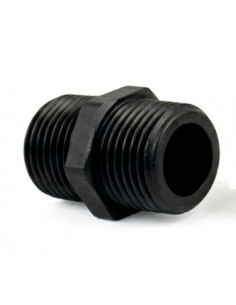Machón Doble Rosca 1/2" Macho-Macho Negro (Polipropileno)