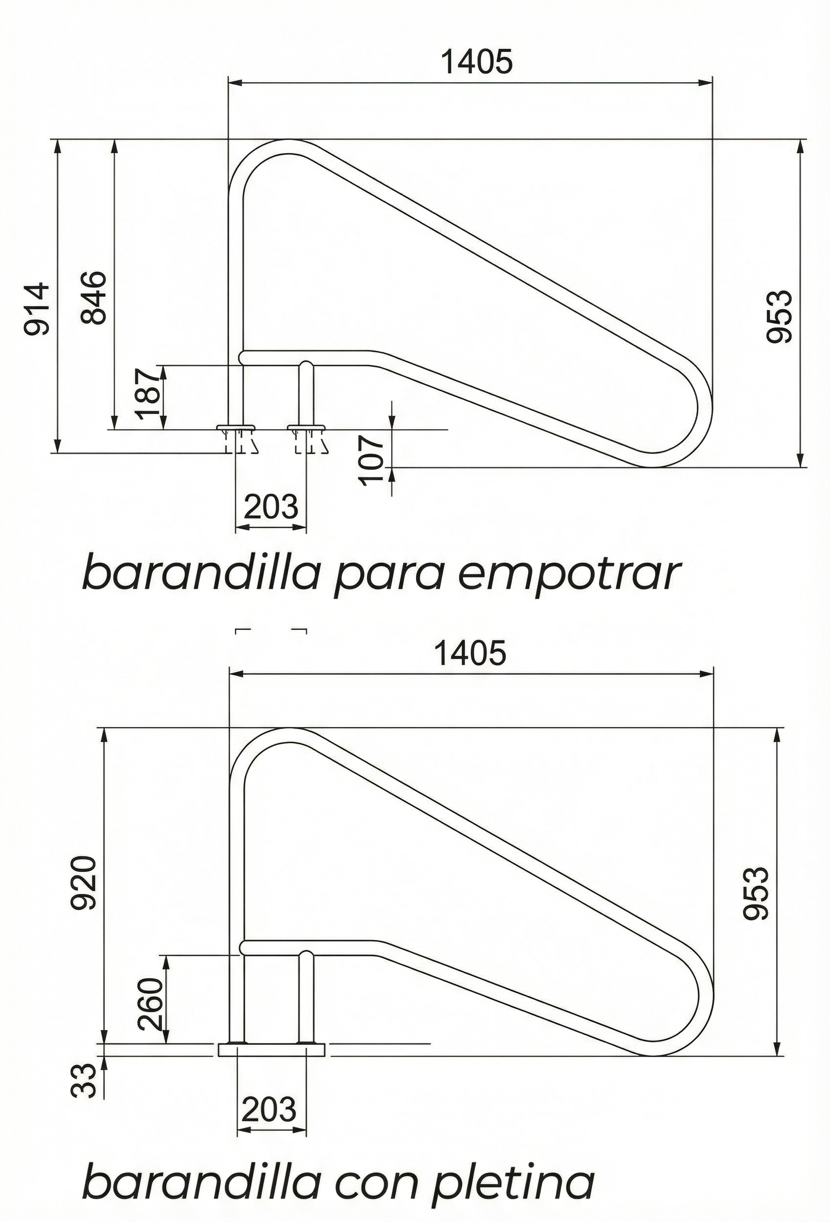 Barandilla pasamanos grande inoxidable